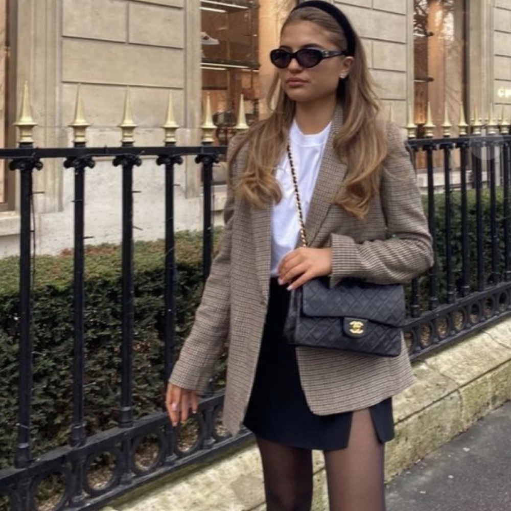 ASTR Pauline Houndstooth Gingham Blazer